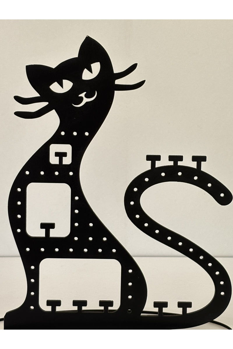 Dekoratif Kedi Figürlü Takı Küpe Standı Lazer Kesim Ahşap Mdf