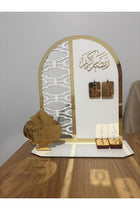 Ramazan Takvimi Masaüstü Dekor 22x28 cm | MDF Pleksi Gold Detay | Gün Değiştirilebilir