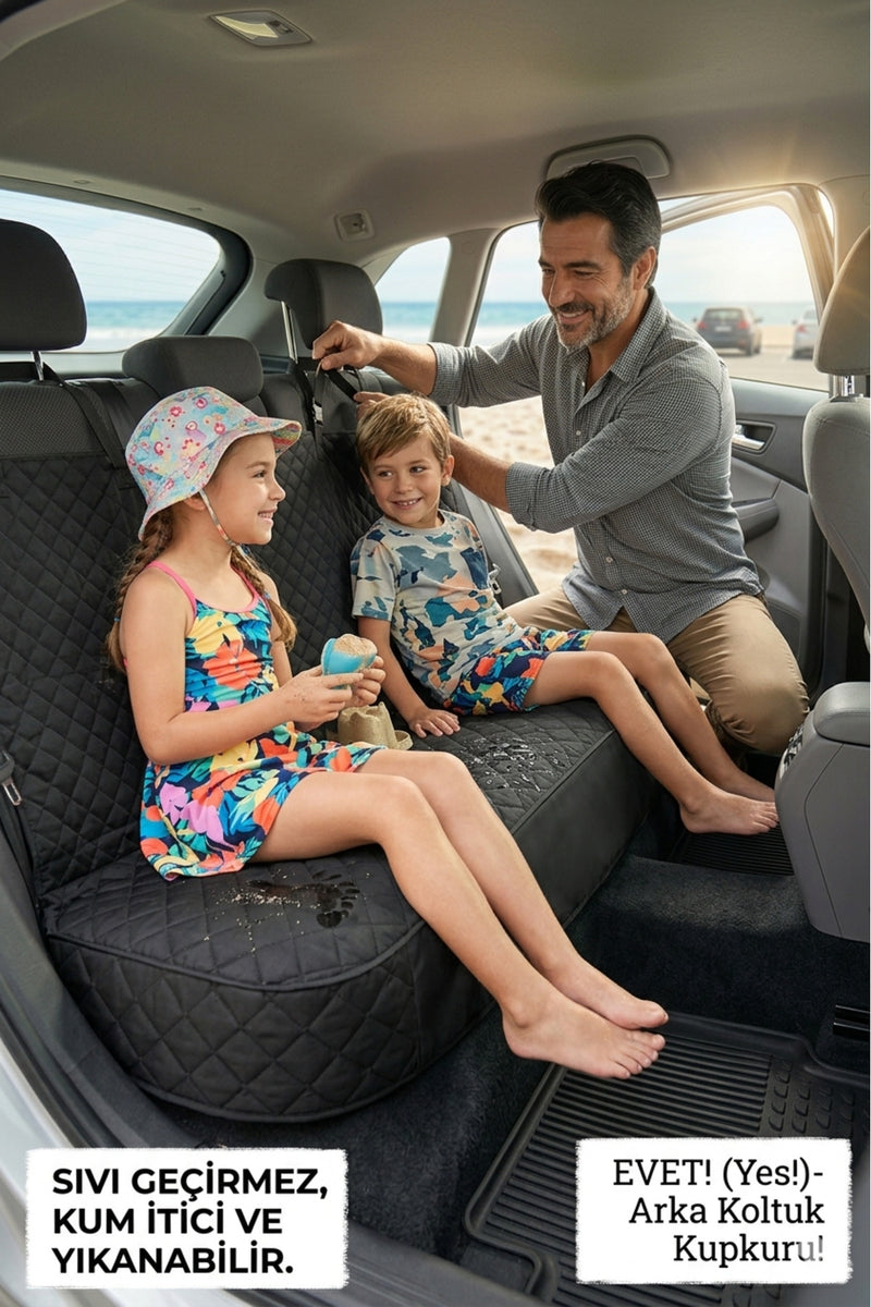 Su İtici Araç Koltuk Örtüsü 3'lü Set — Ön ve Arka, Siyah