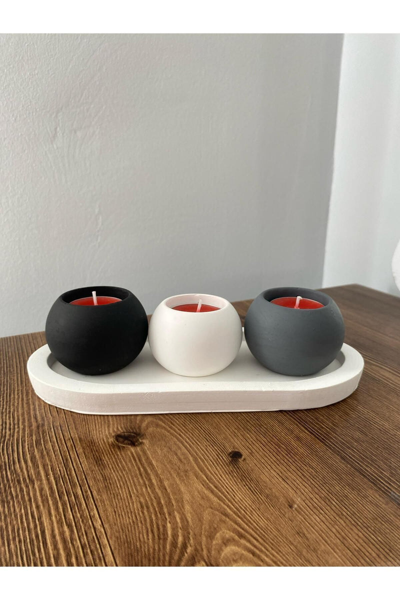 Mumluk Seti Özel Tasarım Beyaz Standlı Mumluk 3 Renk Şık ve Minimalist Tasarım( Mumlar Hediye )